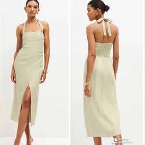 Reformation solana linen dress dried herbs size 6